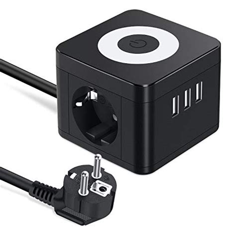 Multiprise USB Cube Prise Electrique 3 Prises Avec 3 Ports USB Chargeur