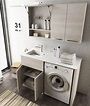 Mobile lavanderia componibile con ante a battente con lavatoio | IDFdesign