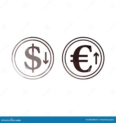 Dollaro In Calo E Moneta In Euro In Crescita Illustrazione Vettoriale