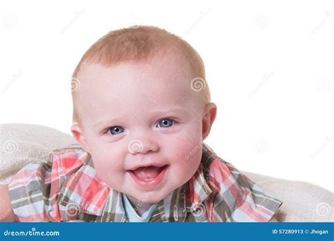 Portrait Of A 6 Month Old Baby Boy On White Stock Image Image Of Cute
