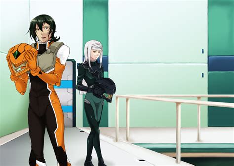 Safebooru Bad Id Bandage Bandages Bodysuit Couple Green Hair Gundam