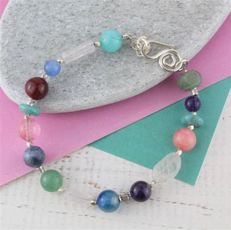 Semi Precious And Sterling Silver Bead Bracelet By Lucy Kemp Silver