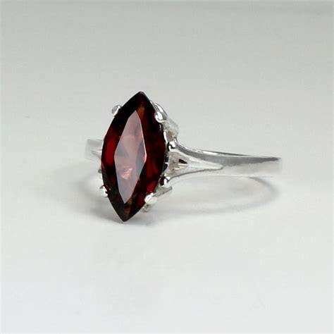 Sterling Silver Garnet Ring Natural Garnet Silver Ring