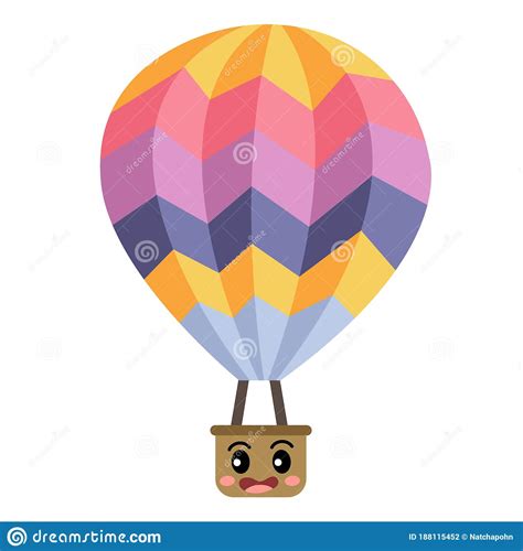 Hot Air Balloon Transportation Cartoon Character Side View Vector