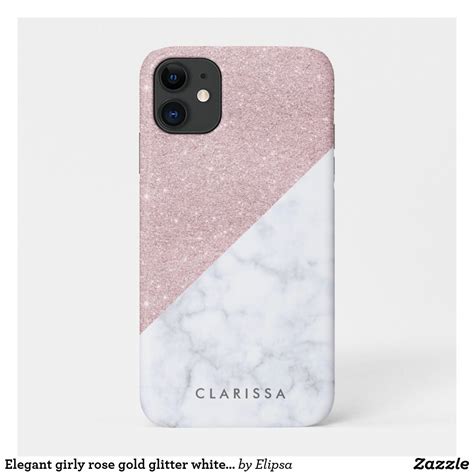 Elegant Girly Rose Gold Glitter White Marble Case Mate Iphone Case