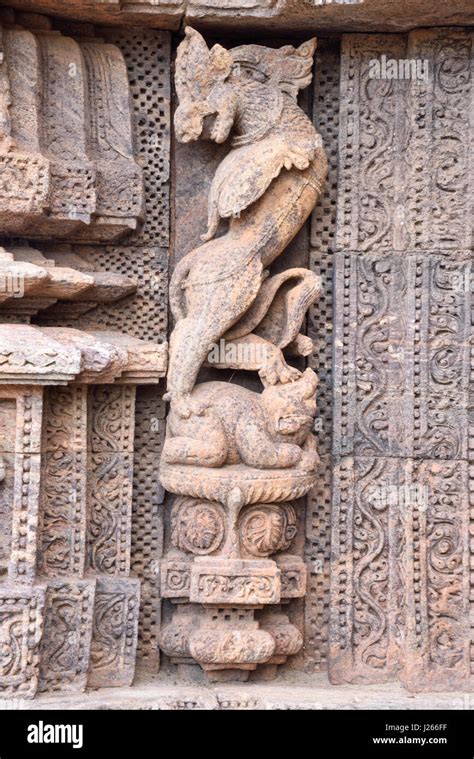 Carving Details Of A Temple Konark Sun Temple Puri Orissa India