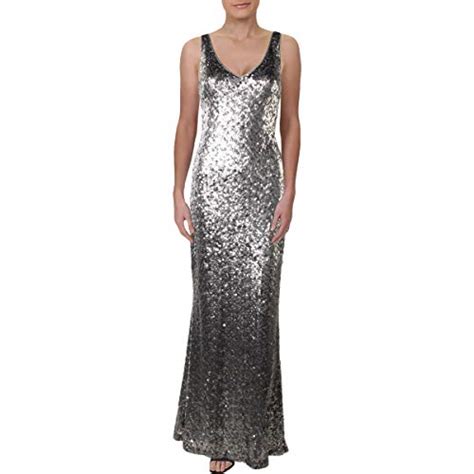 Buyr Com Formal Lauren Ralph Lauren Womens Lemony Sequined V Neck Evening Dress Silver