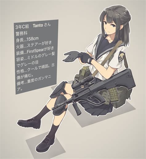 Safebooru 1girl Absurdres Assault Rifle Bangs Black Eyes Black Hair