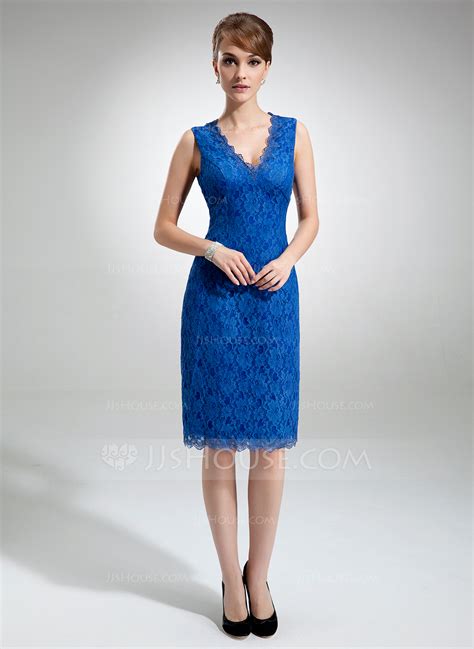 sheath column v neck knee length lace mother of the bride dress 008006292 mother of the