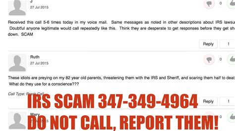 Irs Scam 347 349 4964 Do Not Call Report The Number Youtube