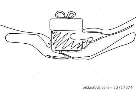 Continuous One Line Drawing Give A Gift Vector Stock Illustration PIXTA