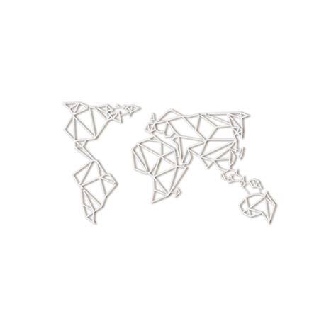 Buy Hoagard World Map White Metal Wall Art 60x100cm White Geometric