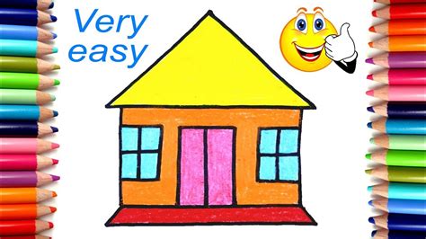 How To Draw A House Step By Step House Drawing For Kids Youtube
