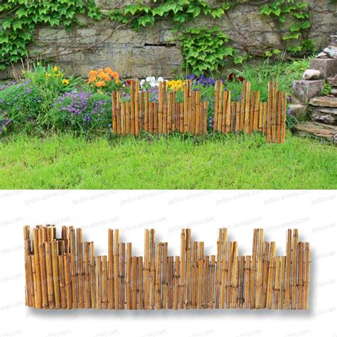 Bordure jardin bois 200×30 cm. Bordure bois en bambou hauteur variée 2mx0.3m - Bordure de ...