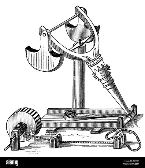 Ballesta De Asedio Pesadas Máquinas Lanzapiedras Romano En La época De