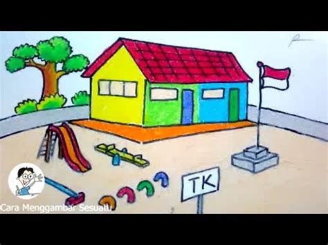 Sekolahan Mewarnai Gambar Gedung Sekolah Tk : Contoh Gambar Mewarnai