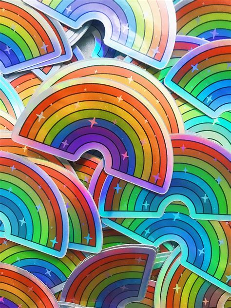 Rainbow Holographic Vinyl Sticker Kawaii Holographic Etsy
