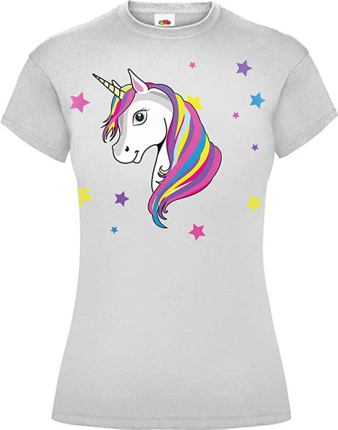 Camiseta Mágica De Unicornio Arcoíris Blanco Para Mujer Amazon Es Ropa Y Accesorios