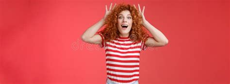 Impressed Excited Shocked Young Cute Redhead Curly Haired Ginger
