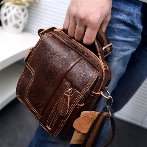 Men Genuine Leather Small Waist Pack Crossbody Shoulder Messenger Fany Handbag Casual Bags