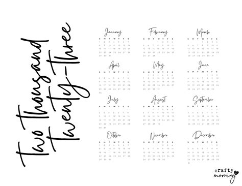 2023 Calendar Printable Cute Free 2023 Yearly Calendar Templates In