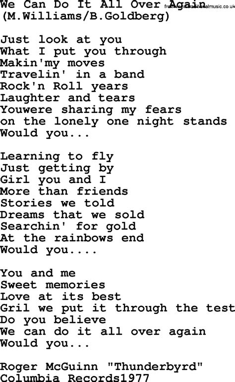 We Can Do It All Over Again By The Byrds Lyrics With Pdf