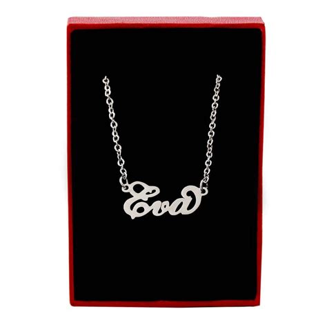 Eva Italic Silver Tone Name Necklace Personalized Jewelery Etsy