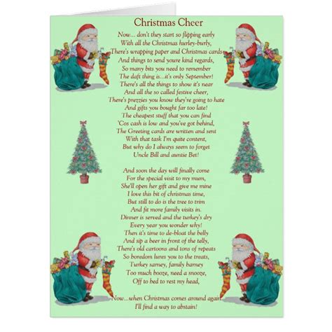 Funny Christmas Poem Santa And Xmas Tree Big Card