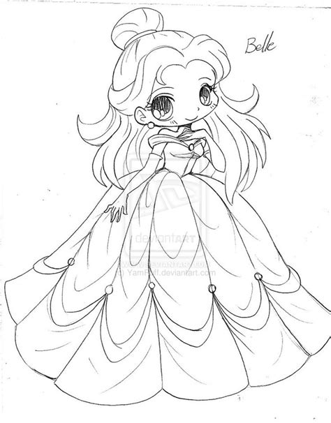 Explore the world of disney with these free disney princess coloring pages for kids. Chibi Princess belle | Beauty and the beast coloring pages ...