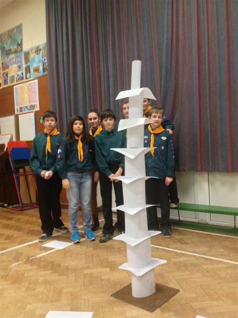 Tallest Paper Tower Challenge January 2014 1st Harston Scouts