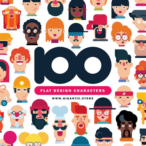 100 Flat Design Characters Illustration Pack Behance