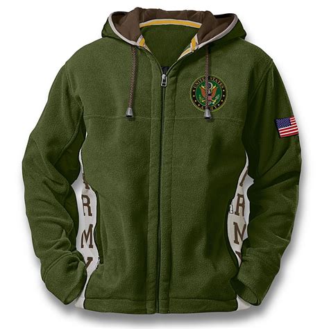 Us Army Hoodie Mens Green Hooded Fleece Jacket Fleece Jacket