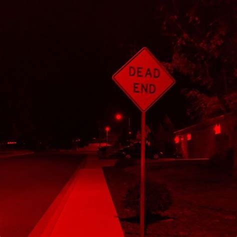 Aesthetic Red Deadend Sign Road Street Sidewalk Neighbo