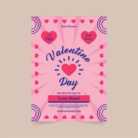 Happy Valentines Day Posters Vector Elegant Template Of A Poster For