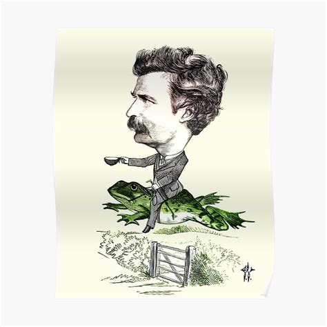 Mark Twain Jumping Frog Colorized Caricature Authors Poster For
