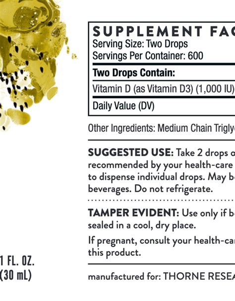 Vitamin D3 Liquid Thorne Golden Poppy Herbs Llc