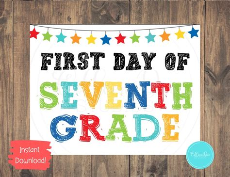 Seventh Grade Sign First Day Of 7th Grade Sign Start Etsy Uk