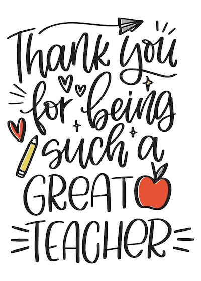 Printable Thank You Cards Great Teacher Greetings For Teachers Happy