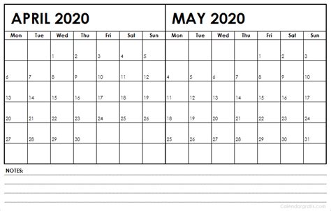 April May 2020 Calendar Printable Template June July Holidays Calendar