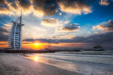 hdr photography tutorial and blog dubai uae burj al arab sunset from jumeirah beach