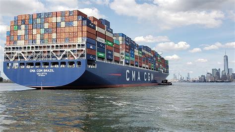 The Container Ship Cmacgm Brazil Enters The New York Harbor
