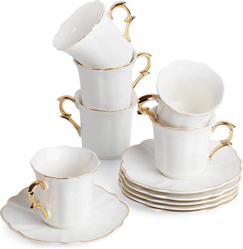 Btät Espresso Cups And Saucers Cappuccino Cups Set Of 6 Cups 24 Oz