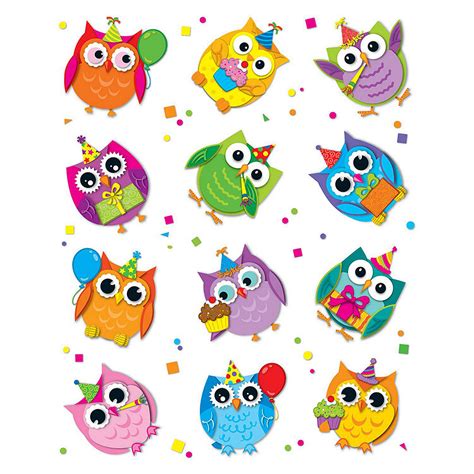 Carson Dellosa Education Celebrate With Colorful Owls Shape Stickers