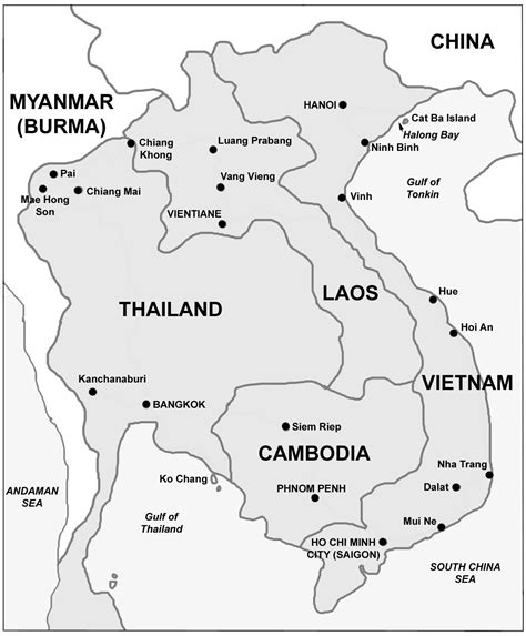 travel route through south east asia thailand vietnam cambodia laos thailand map vietnam