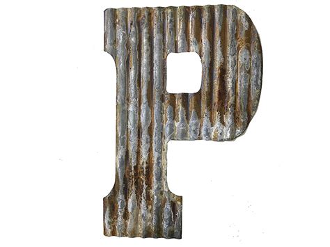 Farmhouse Rustic 24 Wall Decor Corrugated Metal Letter P