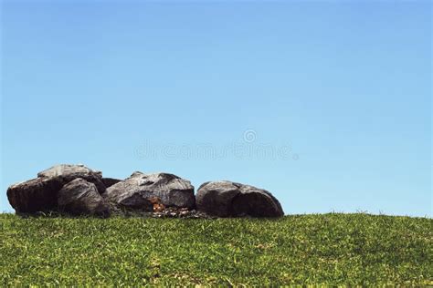 Big Rock On Green Grass Stock Image Image Of Spring 155785337