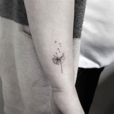 Fine Line Dandelion Tattoo On The Wrist