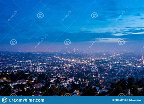 Los Angeles City Landscape At Night Stock Photo Image Of Skyscrapers
