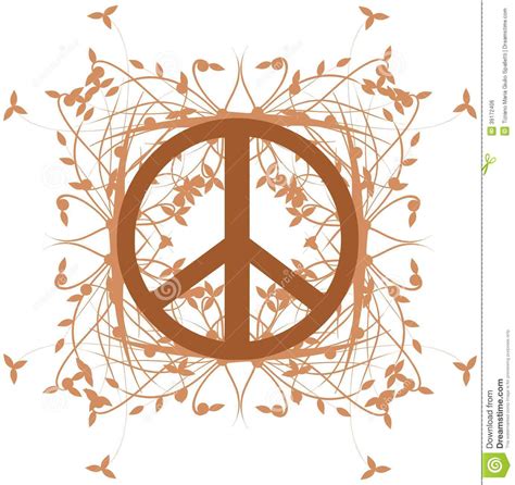 Symbol Of Peace Decorated With Leaves Isolated Stock