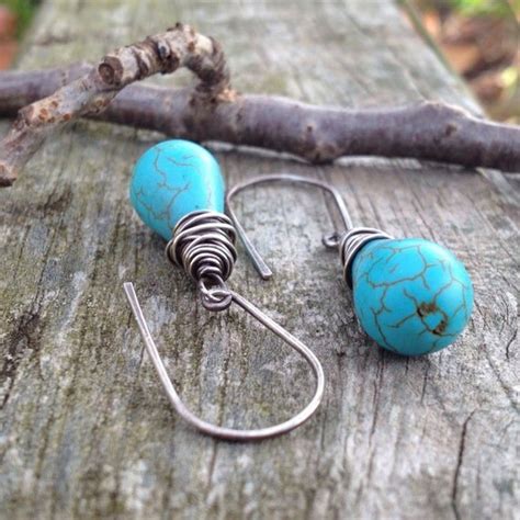Items Similar To Blue Turquoise And Silver Wire Wrapped Simple Drop
